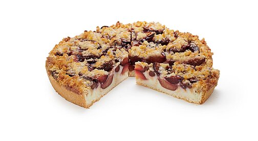Plum Cake with Butter Crumbles, uncut